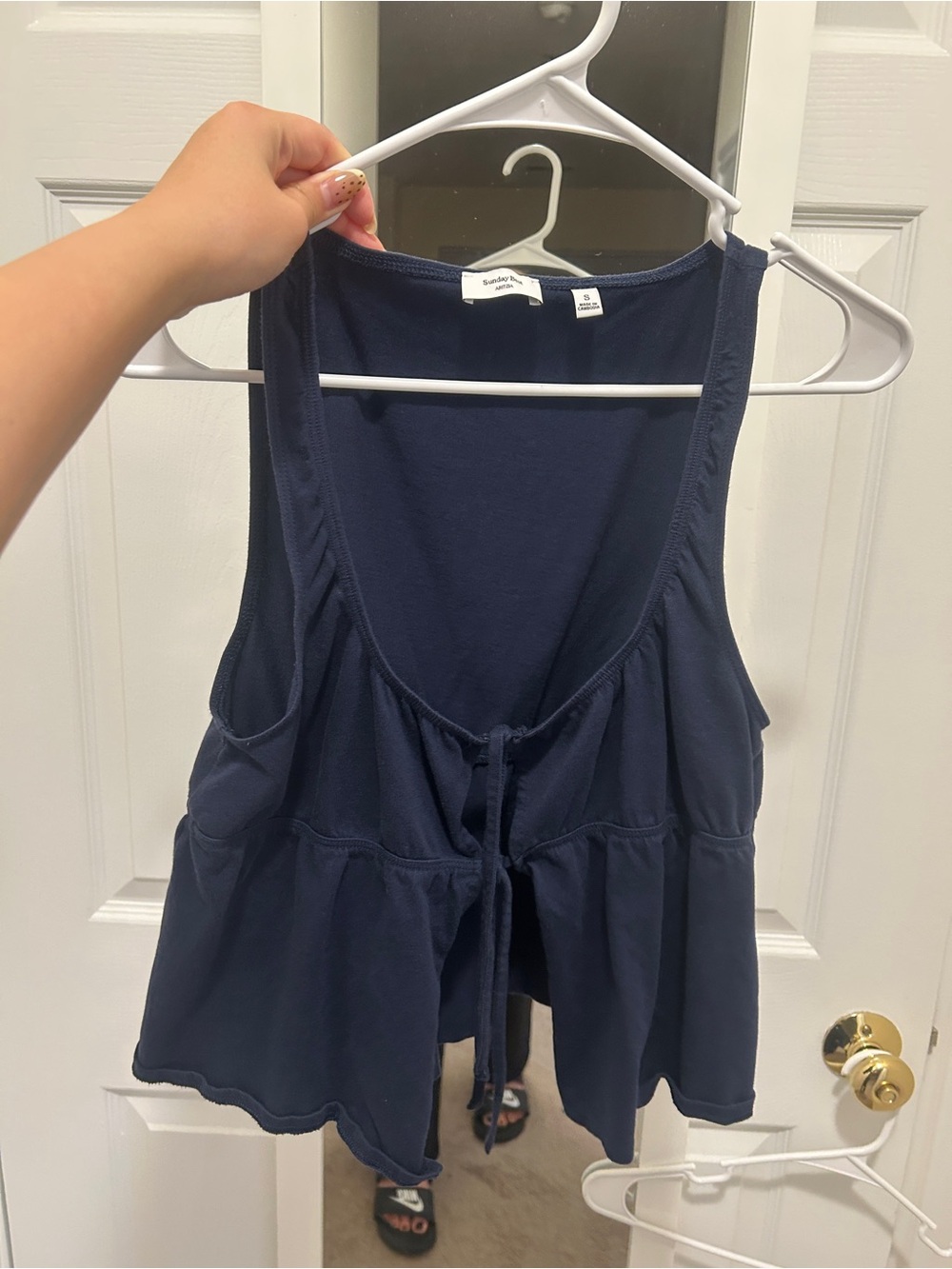 Sunday Best Navy Sleeveless Peplum Tank Top- small